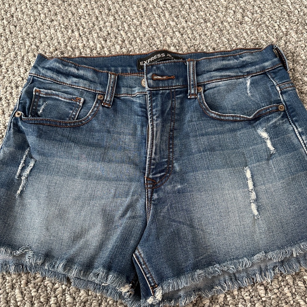 Express Women's Distressed Blue Jean Shorts